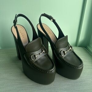 Green Gucci platform loafer!
